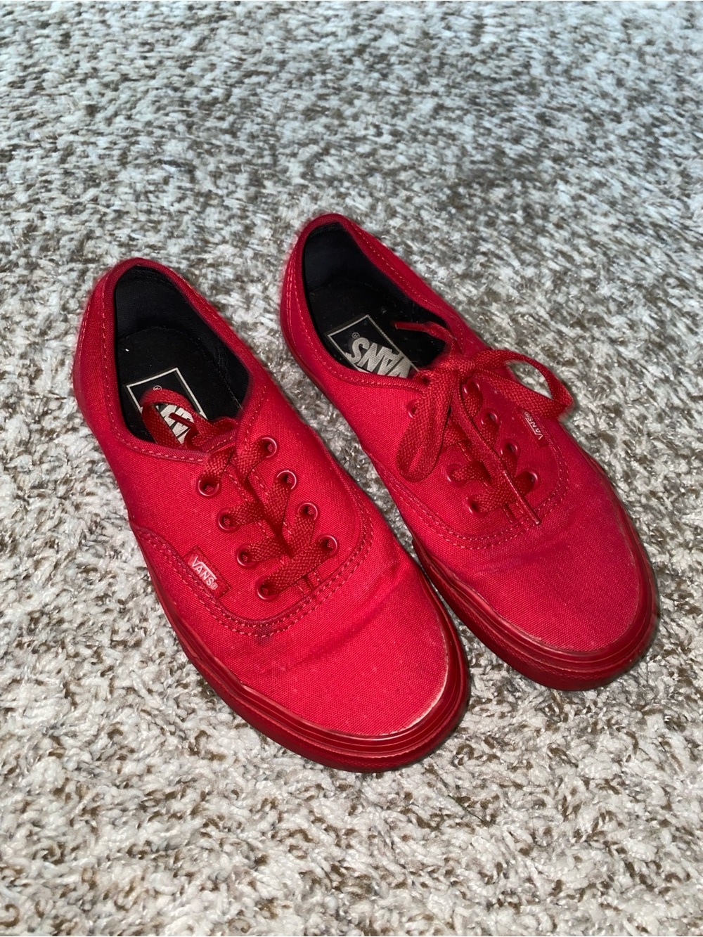 Vans Red Canvas Low Top Sneakers